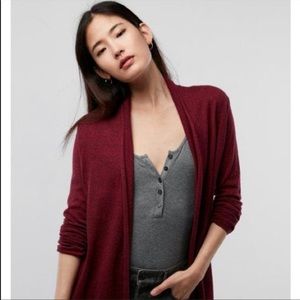 Express roll neck red black marled cardigan
